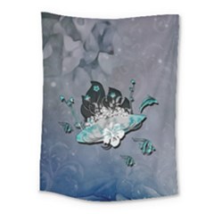 Sport, surfboard with flowers and fish Medium Tapestry
