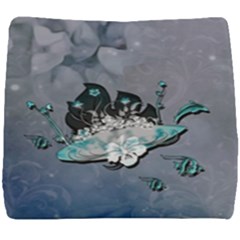 Sport, surfboard with flowers and fish Seat Cushion