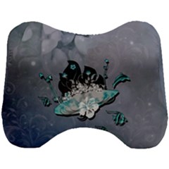 Sport, surfboard with flowers and fish Head Support Cushion