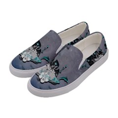 Sport, surfboard with flowers and fish Women s Canvas Slip Ons