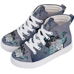 Sport, surfboard with flowers and fish Kids  Hi-Top Skate Sneakers