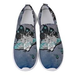 Sport, Surfboard With Flowers And Fish Women s Slip On Sneakers by FantasyWorld7