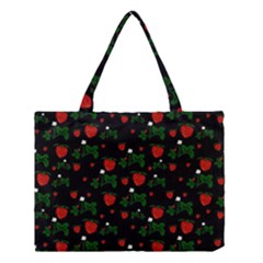Strawberries Pattern Medium Tote Bag by bloomingvinedesign