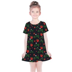 Strawberries Pattern Kids  Simple Cotton Dress