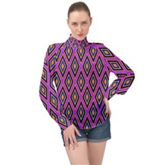 Colorful Diamonds Variation 4 High Neck Long Sleeve Chiffon Top by bloomingvinedesign