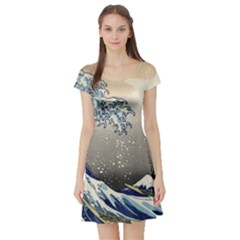 Image Woodblock Printing Woodcut Short Sleeve Skater Dress by Sudhe