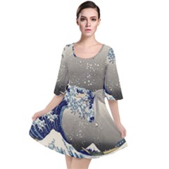 Image Woodblock Printing Woodcut Velour Kimono Dress