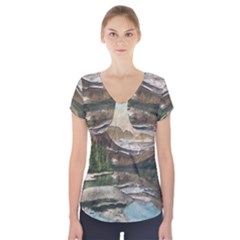 Glacier National Park Scenic View Short Sleeve Front Detail Top by Sudhe