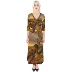 Painting Oil Painting Photo Painting Quarter Sleeve Wrap Maxi Dress
