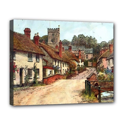 East Budleigh Devon Uk Vintage Old Canvas 14  x 11  (Stretched)