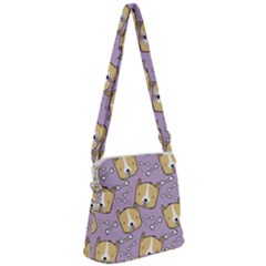 Corgi Pattern Zipper Messenger Bag by Sudhe