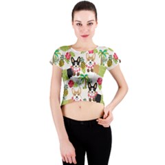 Corgis Pattern Crew Neck Crop Top by Sudhe