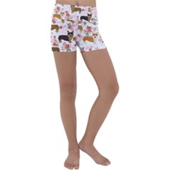 Corgis Corgi Pattern Kids  Lightweight Velour Yoga Shorts by Sudhe