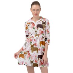 Corgis Corgi Pattern Mini Skater Shirt Dress by Sudhe