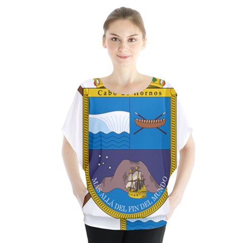 Coat Of Arms Of Cabo De Hornos Batwing Chiffon Blouse by abbeyz71