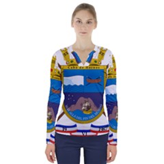 Coat Of Arms Of Cabo De Hornos V-neck Long Sleeve Top by abbeyz71