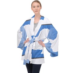 Waving Proposed Flag Of Antarctica Long Sleeve Velvet Kimono  by abbeyz71