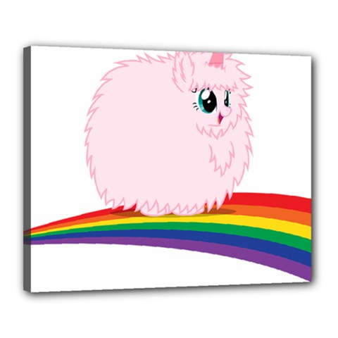 Pink Fluffy Unicorns Dancing On Rainbows Drawing Canvas 20  X 16  (stretched)
