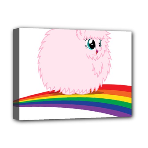 Pink Fluffy Unicorns Dancing On Rainbows Drawing Deluxe Canvas 16  X 12  (stretched) 