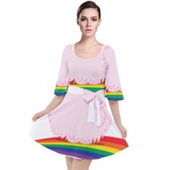Pink Fluffy Unicorns Dancing On Rainbows Drawing Velour Kimono Dress