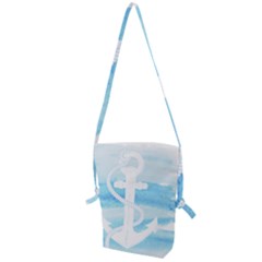 Anchor Watercolor Painting Blue Folding Shoulder Bag by Sudhe