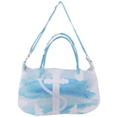 Anchor Watercolor Painting Blue Removal Strap Handbag by Sudhe