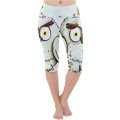 Owl Bird Eyes Cartoon Good Lightweight Velour Cropped Yoga Leggings