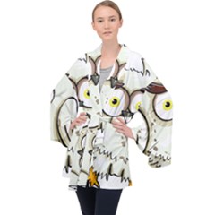 Owl Bird Eyes Cartoon Good Long Sleeve Velvet Kimono 