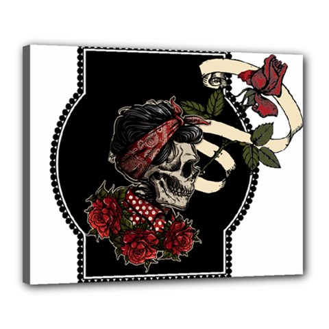 Skull Rose Fantasy Dark Flowers Canvas 20  X 16  (stretched)