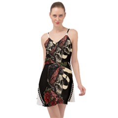 Skull Rose Fantasy Dark Flowers Summer Time Chiffon Dress by Sudhe