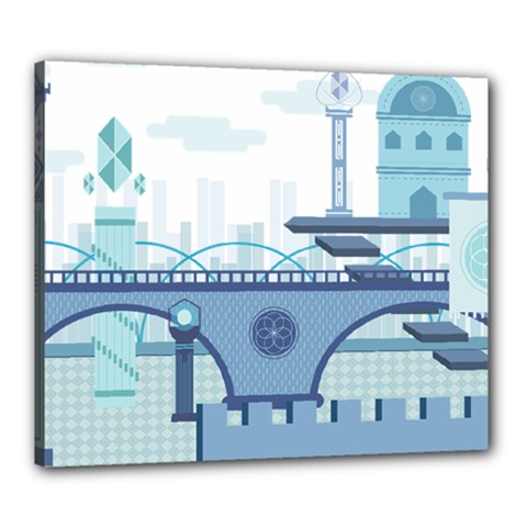 Blue City Building Fantasy Canvas 24  X 20  (stretched) by Sudhe