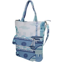 Blue City Building Fantasy Shoulder Tote Bag by Sudhe