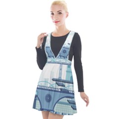 Blue City Building Fantasy Plunge Pinafore Velour Dress