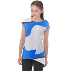 Waving Proposed Flag of Antarctica Cap Sleeve High Low Top