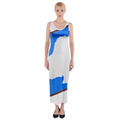 Waving Proposed Flag of Antarctica Fitted Maxi Dress