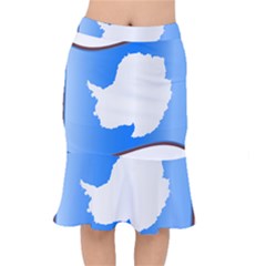 Waving Proposed Flag of Antarctica Short Mermaid Skirt