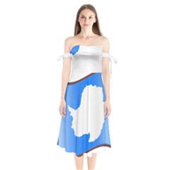 Waving Proposed Flag of Antarctica Shoulder Tie Bardot Midi Dress