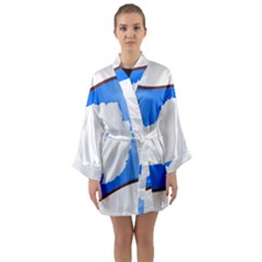 Waving Proposed Flag of Antarctica Long Sleeve Satin Kimono