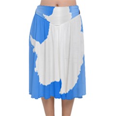 Waving Proposed Flag of Antarctica Velvet Flared Midi Skirt