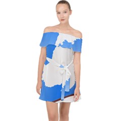 Waving Proposed Flag of Antarctica Off Shoulder Chiffon Dress