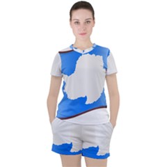 Waving Proposed Flag of Antarctica Women s Tee and Shorts Set