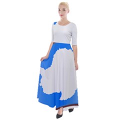 Waving Proposed Flag of Antarctica Half Sleeves Maxi Dress