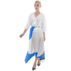 Waving Proposed Flag of Antarctica Short Sleeve Wrap Front Maxi Dress