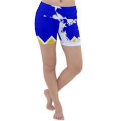 Chilean Magallanes Region Flag Map Of Antarctica Lightweight Velour Yoga Shorts by abbeyz71