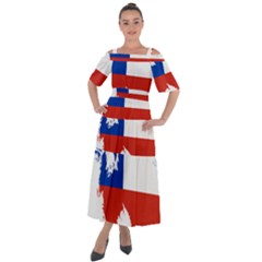 Chile Flag Map Of Antarctica Shoulder Straps Boho Maxi Dress  by abbeyz71