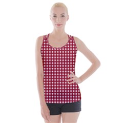 Red White Stars Criss Cross Back Tank Top  by retrotoomoderndesigns