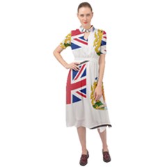 Waving Flag Of The British Antarctic Territory Keyhole Neckline Chiffon Dress by abbeyz71