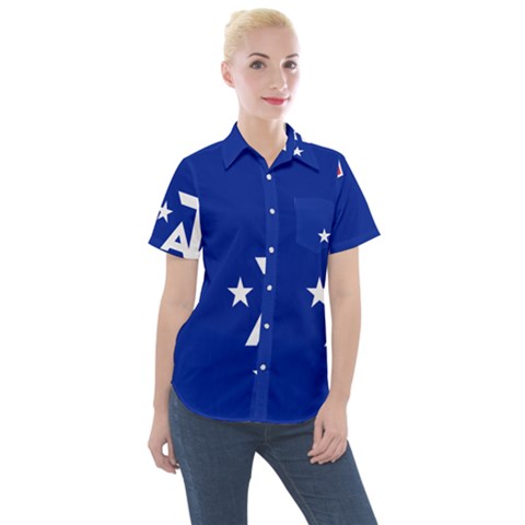 Flag Of The French Southern And Antarctic Lands, 1958 Women s Short Sleeve Pocket Shirt by abbeyz71