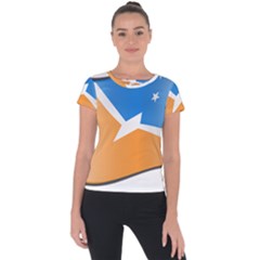 Waving Flag Of Tierra Del Fuego Province, Argentina Short Sleeve Sports Top  by abbeyz71