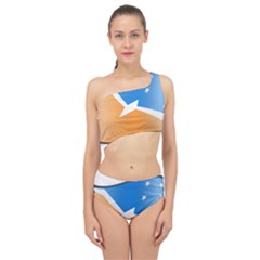 Waving Flag Of Tierra Del Fuego Province, Argentina Spliced Up Two Piece Swimsuit